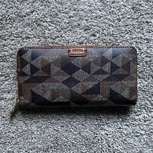 Fossil Geometric Pattern Wallet in Black and Brown
